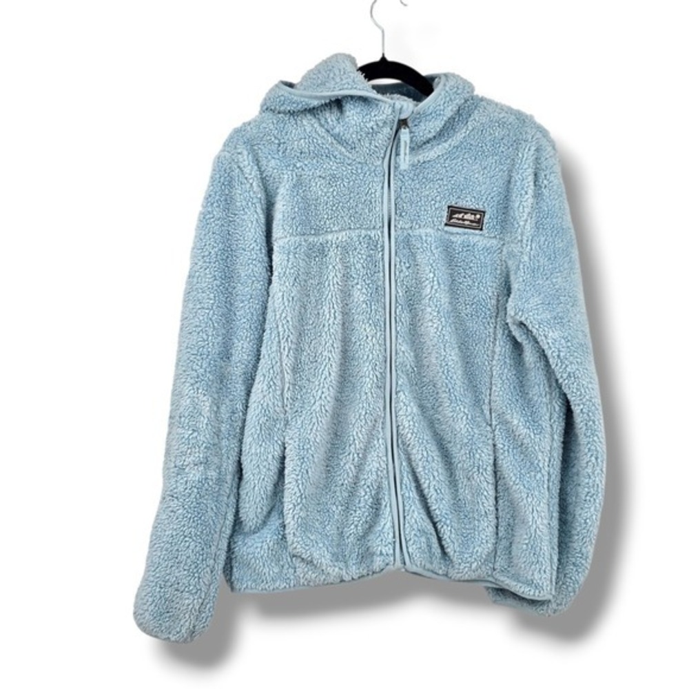 Eddie Bauer Kids Blue Fleece Hooded Jacket Full Zip Up Soft Cozy XL